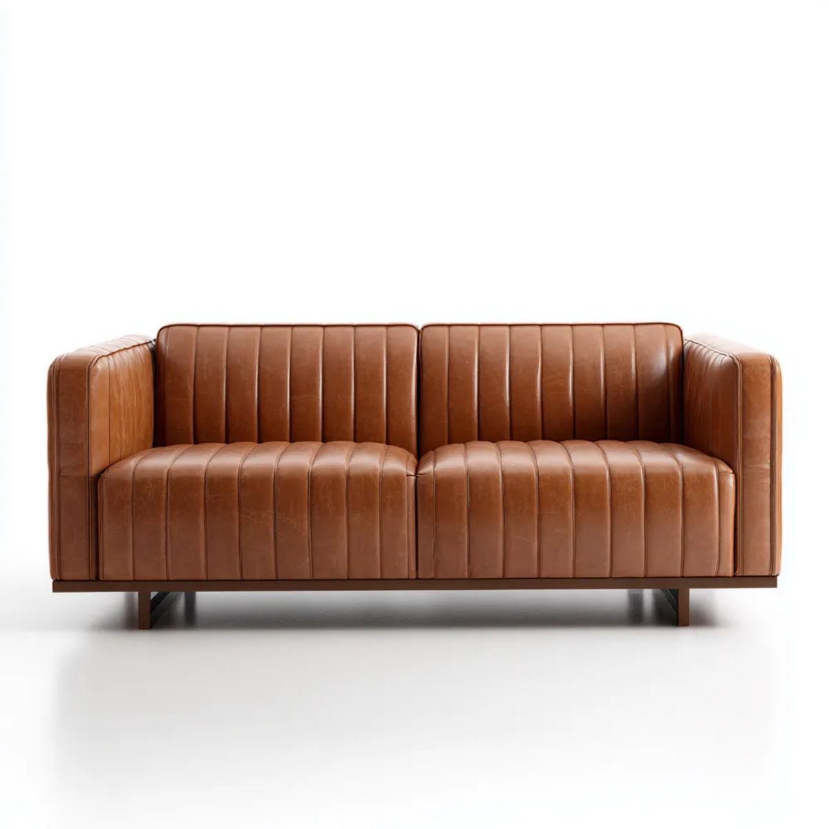 Dwuosobowa sofa ze skóry PU w kolorze koniakowym 180 × 85 × 78 cm