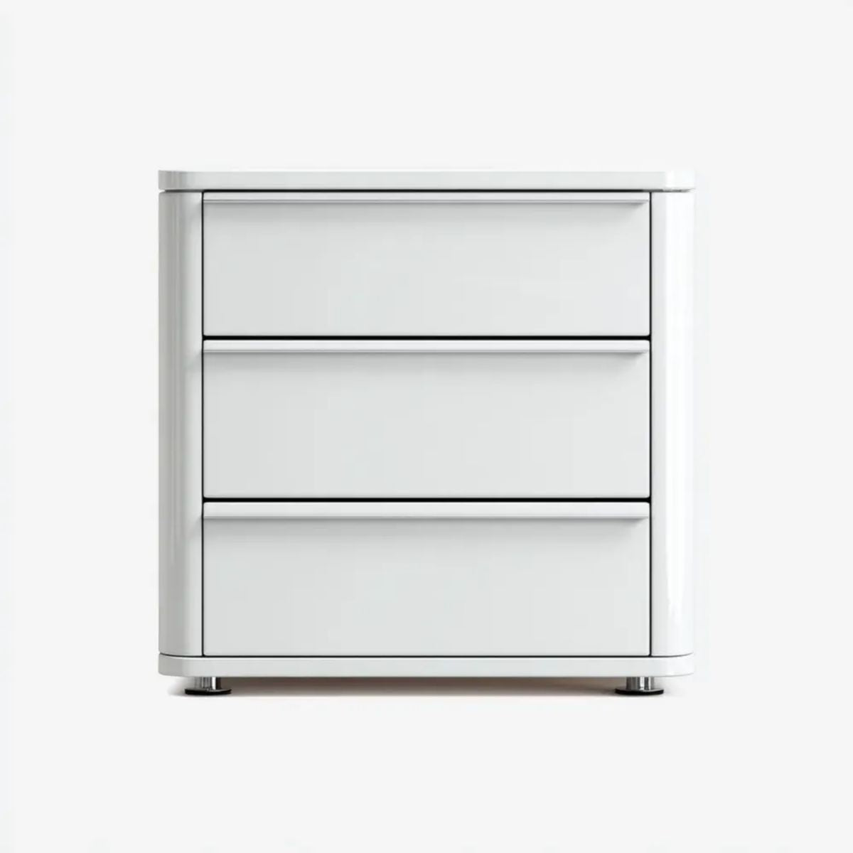 Biała komoda z 3 szufladami MDF z metalowymi elementami, 80 × 40 × 80 cm