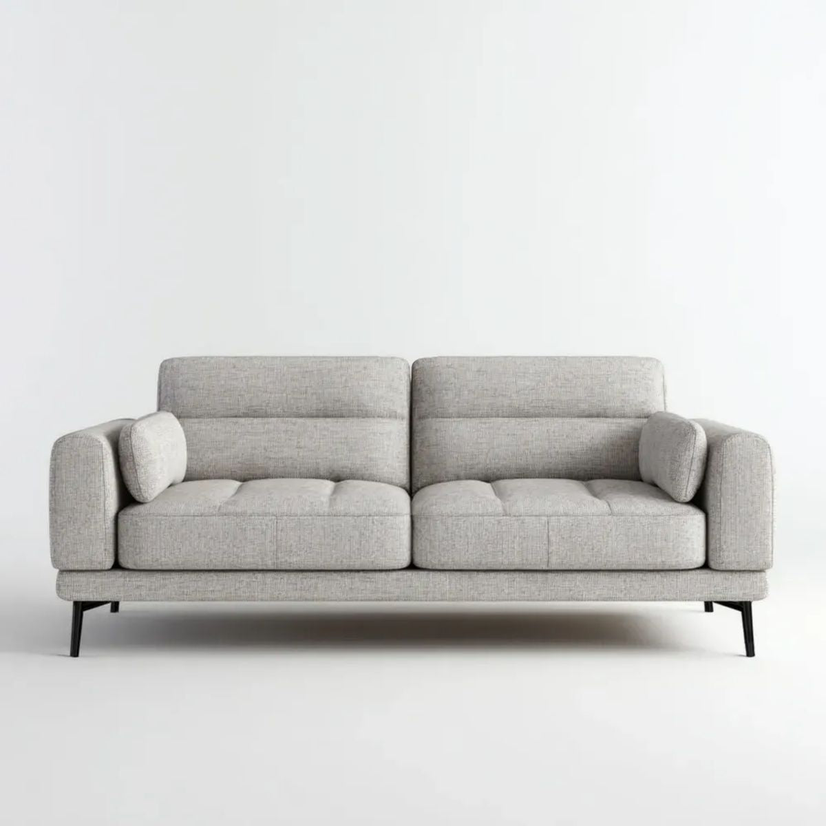 Sofa dwuosobowa jasnoszara z tapicerką poliestrową 180 × 88 × 82 cm