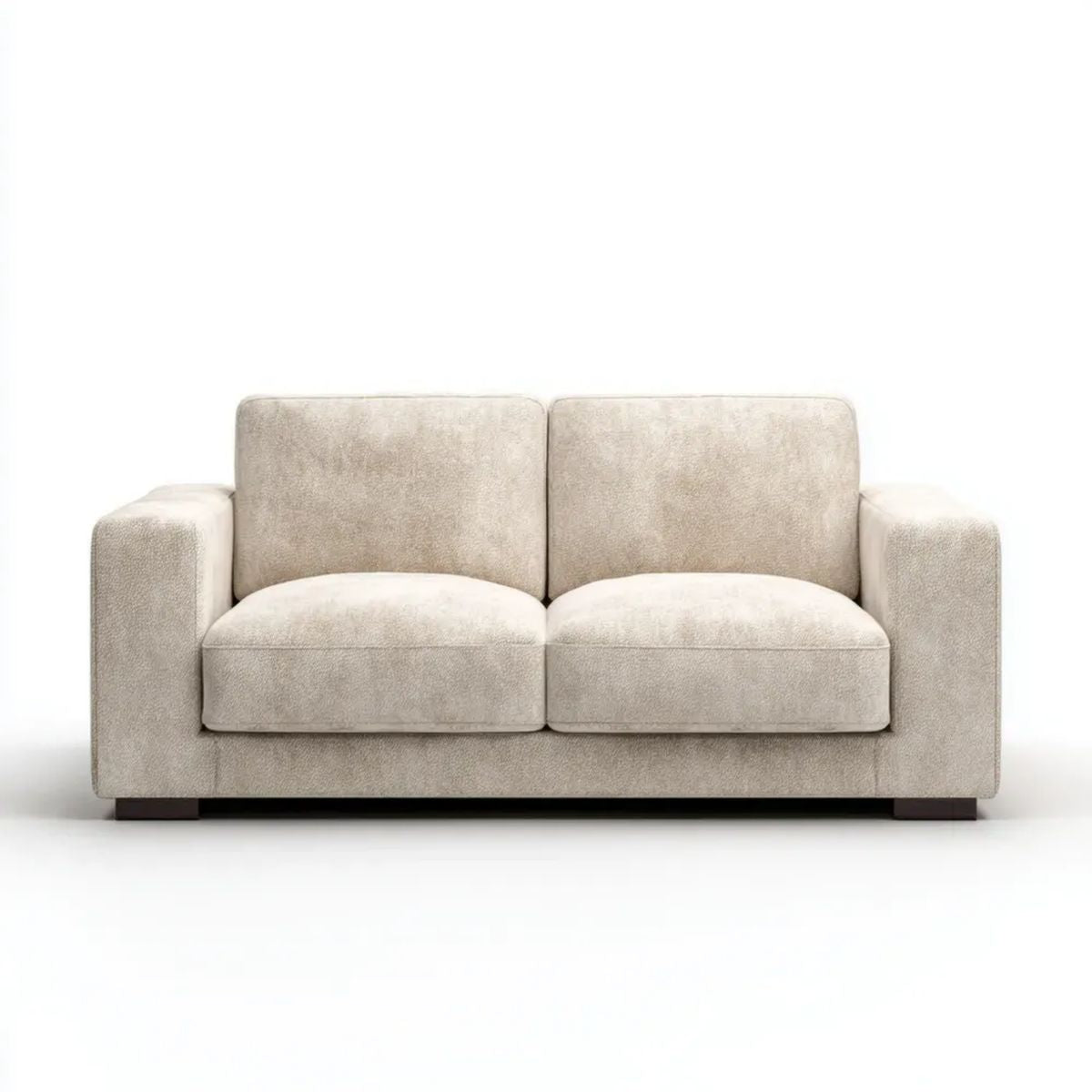 Beżowa sofa dwuosobowa z tapicerką poliestrową 160 x 88 x 82 cm
