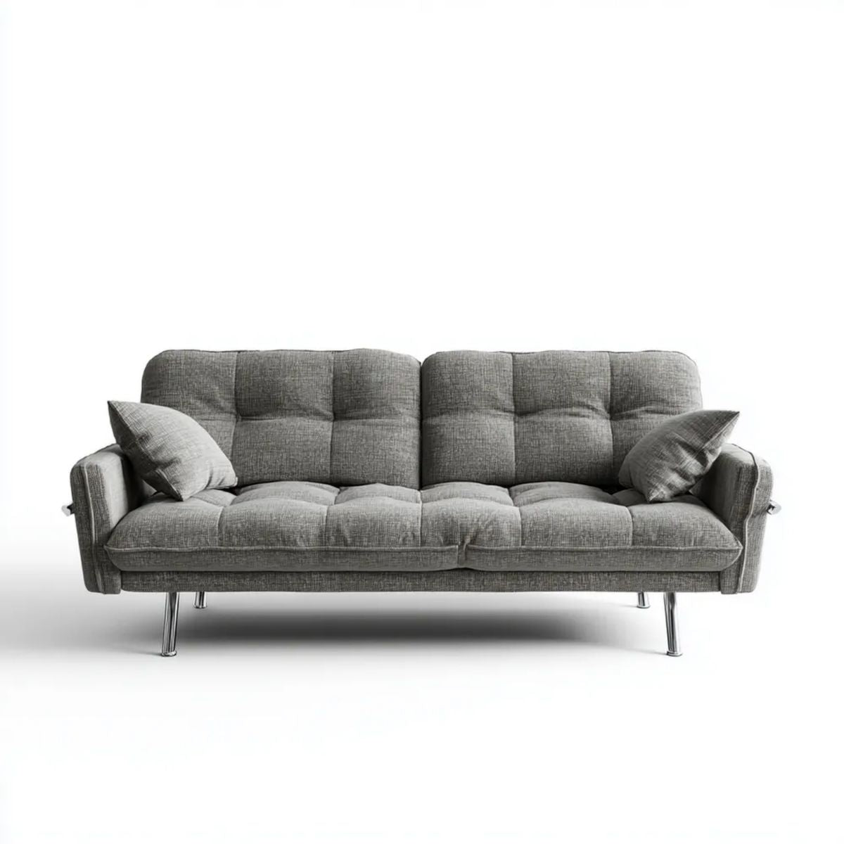 Trzyosobowa sofa szara z tapicerką poliestrową 220 x 90 x 88 cm