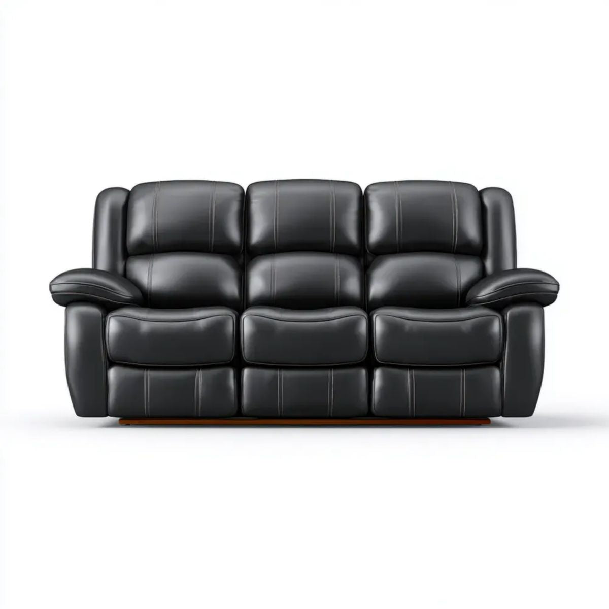 Trzyosobowa sofa ze skóry syntetycznej PU, czarna, 210 × 95 × 100 cm