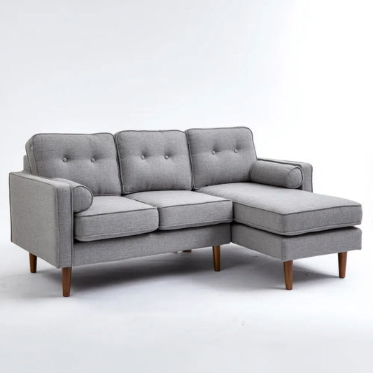 3-osobowa sofa narożna z szezlongiem prawostronnym, szara, 195 × 140 × 85 cm