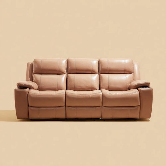 Trzyosobowa sofa ze skóry syntetycznej PU koniakowa 210 × 95 × 102 cm
