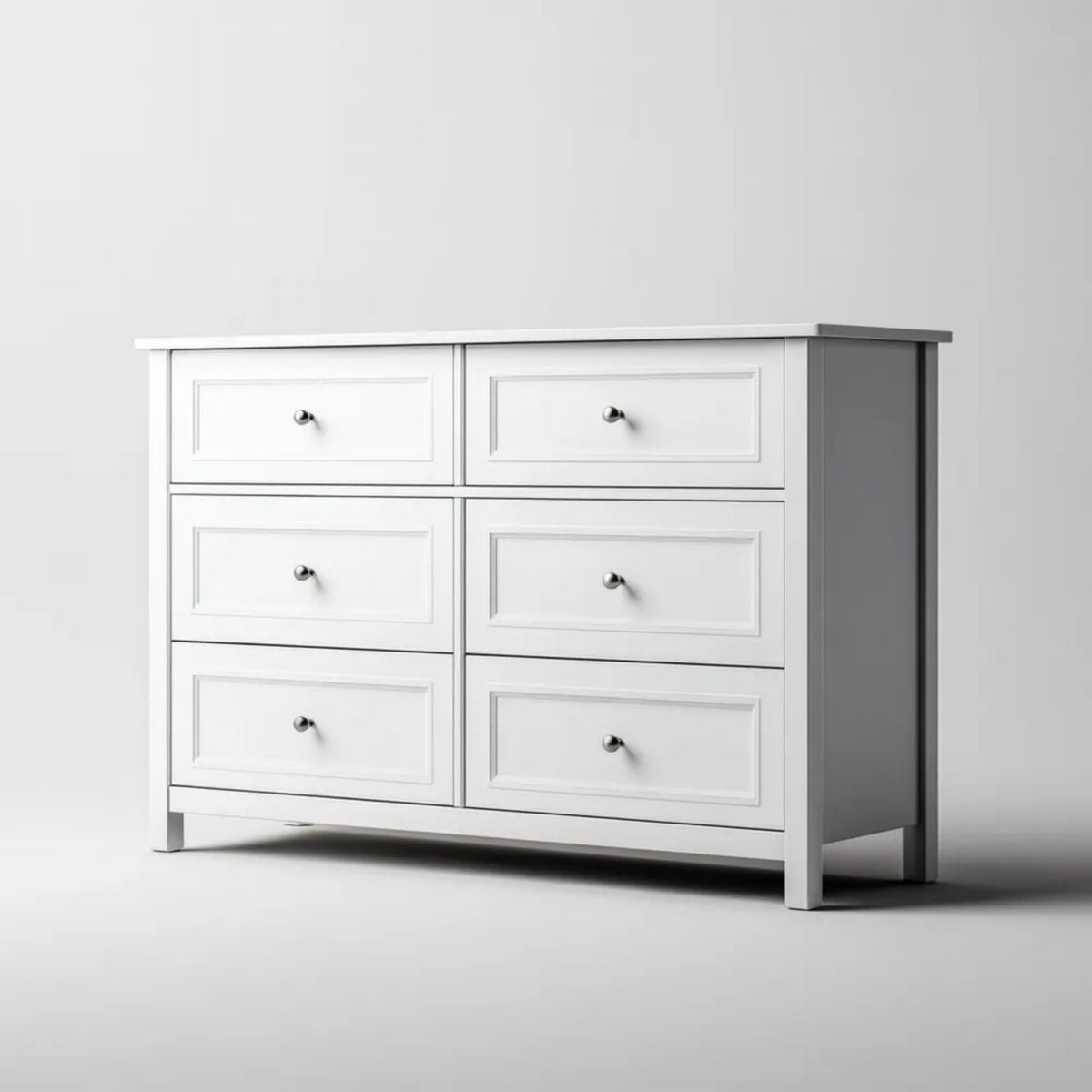 Biała komoda z 6 szufladami z płyty MDF, 140 x 40 x 90 cm