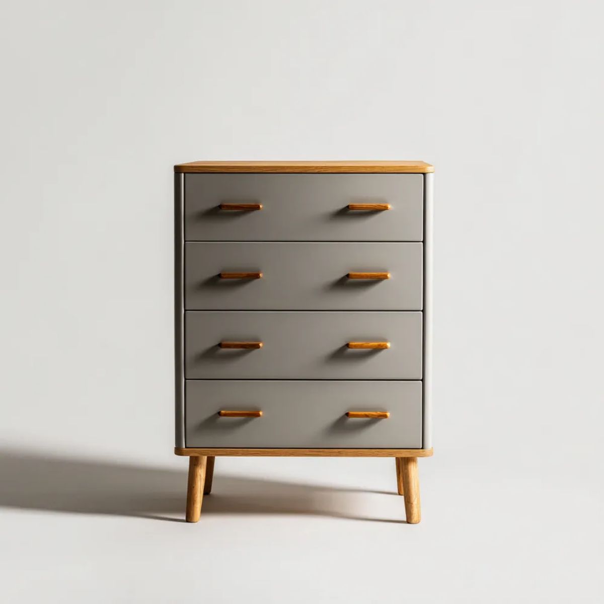 Szara komoda z 4 szufladami z MDF i litego drewna sosnowego 80 x 40 x 120 cm