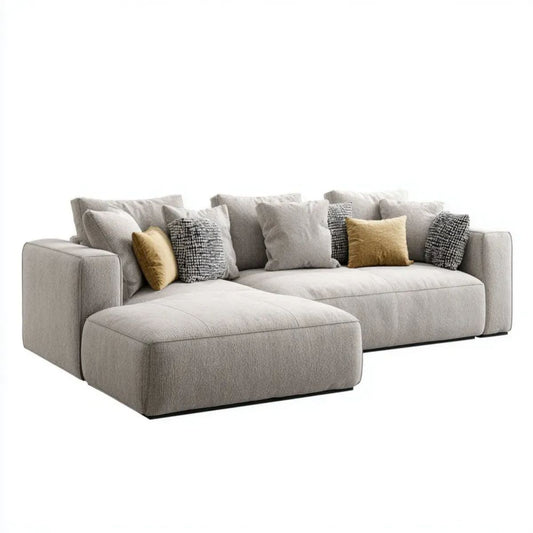 Lewostronna sofa narożna w kształcie L z tkaniny, jasnoszara, 290 × 170 × 85 cm