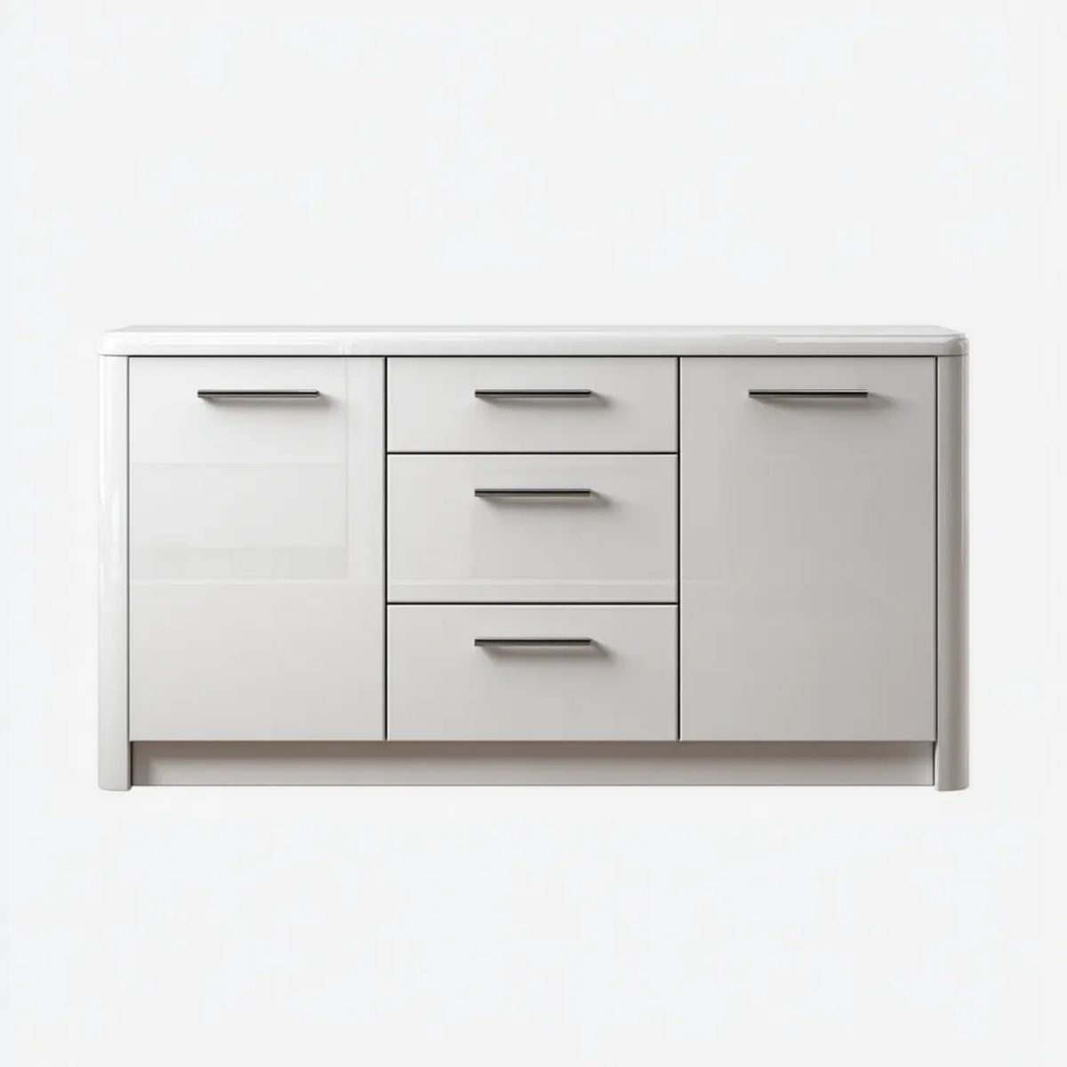 Biała komoda z płyty MDF z 3 szufladami i 2 drzwiami, 160 × 40 × 80 cm