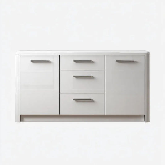 Biała komoda z płyty MDF z 3 szufladami i 2 drzwiami, 160 × 40 × 80 cm