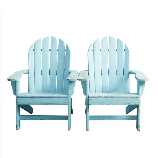Zestaw 2 drewnianych foteli ogrodowych Adirondack, turkusowy, 76 × 83 × 98 cm