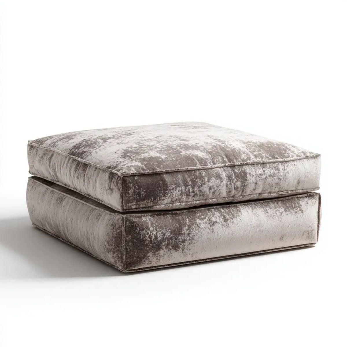 Prostokątny podnóżek tapicerowany taupe z weluru poliestrowego 90 x 70 x 40 cm