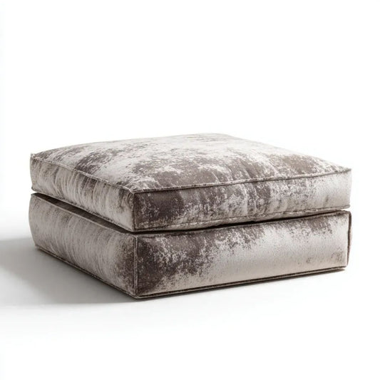Prostokątny podnóżek tapicerowany taupe z weluru poliestrowego 90 x 70 x 40 cm