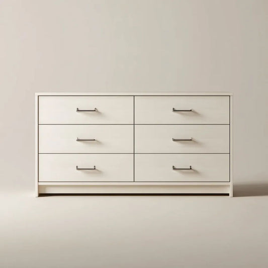 Biała komoda z płyty laminowanej z 6 szufladami, 140 × 40 × 80 cm