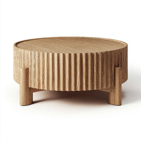 Okrągły stolik kawowy z płyty MDF z fornirem dębowym, jasnobrązowy, Ø 80 x 40 cm