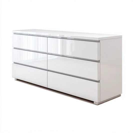 Biała komoda z płyty MDF 160 x 45 x 80 cm z 6 szufladami