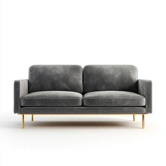 Sofa dwuosobowa grafitowa z weluru poliestrowego 160 × 85 × 82 cm ze złotymi metalowymi nogami