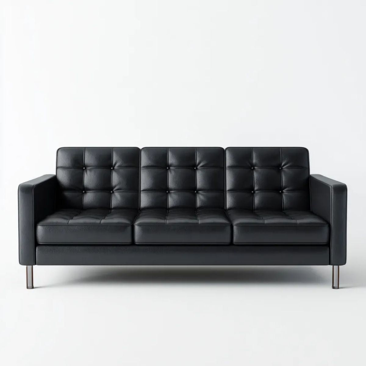 Trzyosobowa sofa czarna ze skóry syntetycznej PU, 210 x 85 x 82 cm