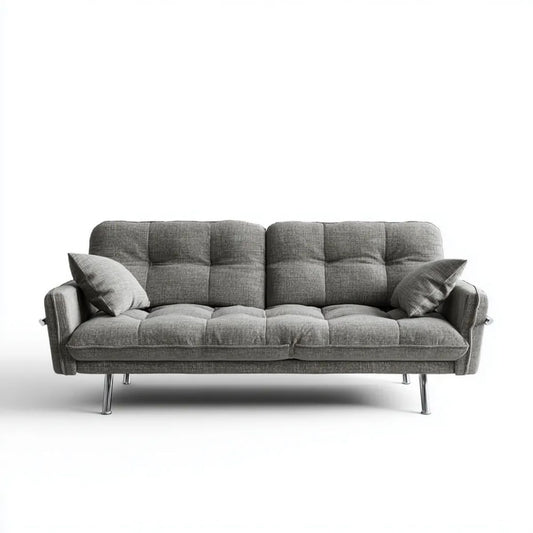 Trzyosobowa sofa szara z tapicerką poliestrową 220 x 90 x 88 cm