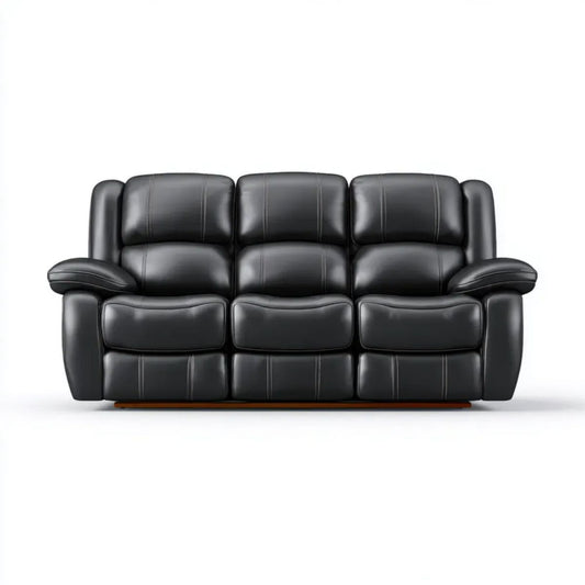 Trzyosobowa sofa ze skóry syntetycznej PU, czarna, 210 × 95 × 100 cm