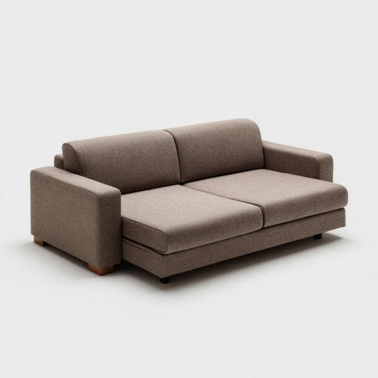 Sofa dwuosobowa taupe z tapicerką poliestrową 180 × 90 × 82 cm